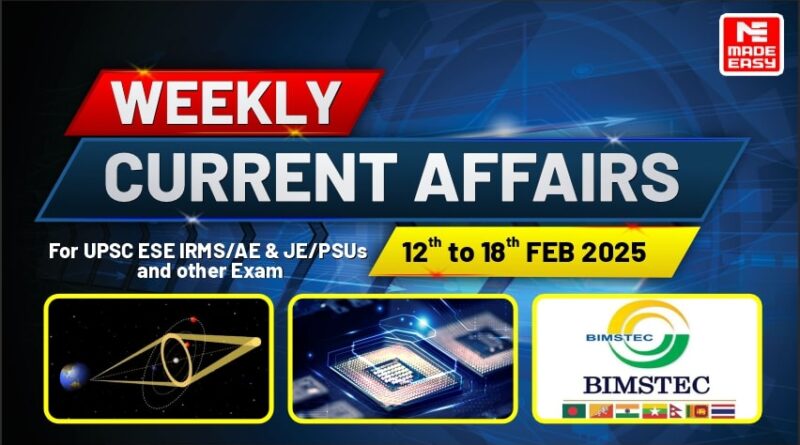 MADE EASY Last Week Current Affairs for UPSC ESE, SSC JE, RRB JE & Other Exams